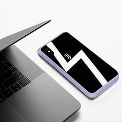 Чехол iPhone XS Max матовый Ювентус спорт геометрия, цвет: 3D-светло-сиреневый — фото 2