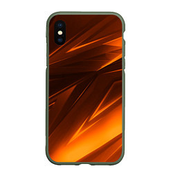 Чехол iPhone XS Max матовый Geometry stripes orange, цвет: 3D-темно-зеленый