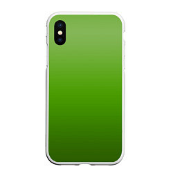 Чехол iPhone XS Max матовый Градиент яблочный зелёный, цвет: 3D-белый