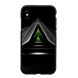 Чехол iPhone XS Max матовый Black green abstract nvidia style, цвет: 3D-черный