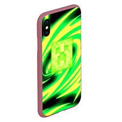 Чехол iPhone XS Max матовый Minecraft кислотный стиль, цвет: 3D-малиновый — фото 2