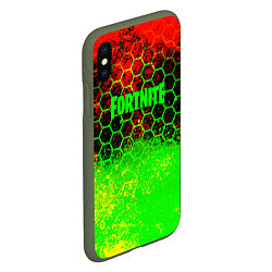 Чехол iPhone XS Max матовый Fortnite epic game броня, цвет: 3D-темно-зеленый — фото 2