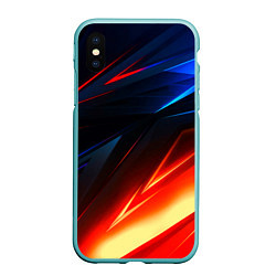 Чехол iPhone XS Max матовый Geometry stripes neon steel, цвет: 3D-мятный