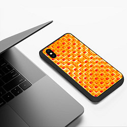 Чехол iPhone XS Max матовый Жёлтые и красные квадраты на белом фоне, цвет: 3D-черный — фото 2