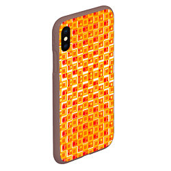 Чехол iPhone XS Max матовый Жёлтые и красные квадраты на белом фоне, цвет: 3D-коричневый — фото 2