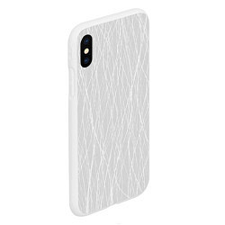 Чехол iPhone XS Max матовый Светлый серый волнистые линии, цвет: 3D-белый — фото 2