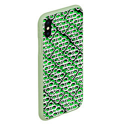 Чехол iPhone XS Max матовый Зелёно-белый узор на чёрном фоне, цвет: 3D-салатовый — фото 2