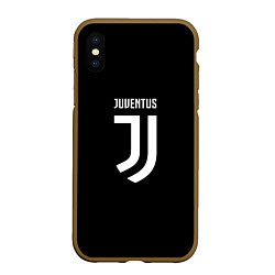 Чехол iPhone XS Max матовый Juventus sport fc белое лого, цвет: 3D-коричневый