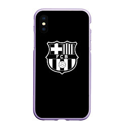 Чехол iPhone XS Max матовый Barcelona fc club белое лого, цвет: 3D-светло-сиреневый