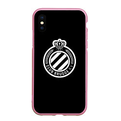 Чехол iPhone XS Max матовый Брюгге fc club белое лого, цвет: 3D-розовый