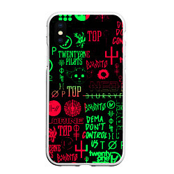 Чехол iPhone XS Max матовый Twenty one pilots pattern rock steel, цвет: 3D-белый