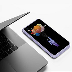 Чехол iPhone XS Max матовый Космонавт с воздушными шарами, цвет: 3D-светло-сиреневый — фото 2