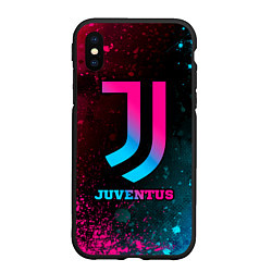 Чехол iPhone XS Max матовый Juventus - neon gradient, цвет: 3D-черный