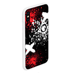 Чехол iPhone XS Max матовый Дракон уроборос на фоне брызг красок и граффити, цвет: 3D-белый — фото 2