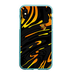 Чехол iPhone XS Max матовый Porsche - Желтые разводы, цвет: 3D-мятный