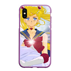 Чехол iPhone XS Max матовый Sailor Moon Усаги Цукино и младенец, цвет: 3D-фиолетовый