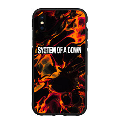 Чехол iPhone XS Max матовый System of a Down red lava, цвет: 3D-черный