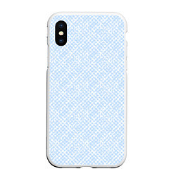 Чехол iPhone XS Max матовый Паттерн бело-голубой, цвет: 3D-белый