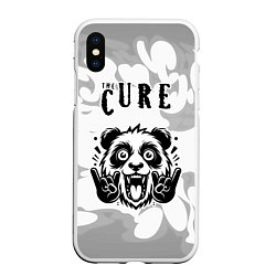 Чехол iPhone XS Max матовый The Cure рок панда на светлом фоне, цвет: 3D-белый