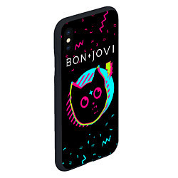 Чехол iPhone XS Max матовый Bon Jovi - rock star cat, цвет: 3D-черный — фото 2