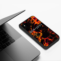 Чехол iPhone XS Max матовый Bon Jovi red lava, цвет: 3D-черный — фото 2