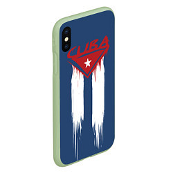 Чехол iPhone XS Max матовый Кубинский флаг на синем фоне, цвет: 3D-салатовый — фото 2