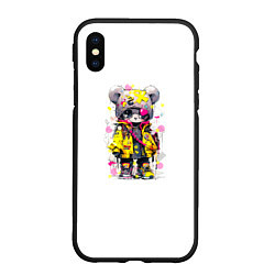 Чехол iPhone XS Max матовый Медвежонок аниме в стиле pop art, цвет: 3D-черный