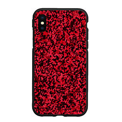 Чехол iPhone XS Max матовый Тёмно-красный паттерн пятнистый, цвет: 3D-черный