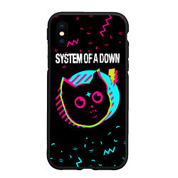 Чехол iPhone XS Max матовый System of a Down - rock star cat, цвет: 3D-черный