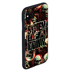 Чехол iPhone XS Max матовый System of a Down на фоне черепов, цвет: 3D-черный — фото 2