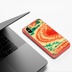 Чехол iPhone XS Max матовый Тай-дай паттерн, цвет: 3D-красный — фото 2