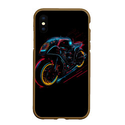 Чехол iPhone XS Max матовый Мотоцикл будущего в стиле киберпанк, цвет: 3D-коричневый