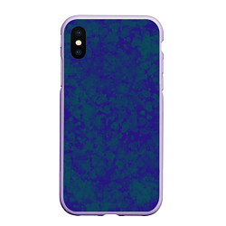Чехол iPhone XS Max матовый Камуфляж синий с зелеными пятнами, цвет: 3D-светло-сиреневый