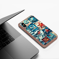 Чехол iPhone XS Max матовый Пэчворк джинсы из СССР, цвет: 3D-коричневый — фото 2