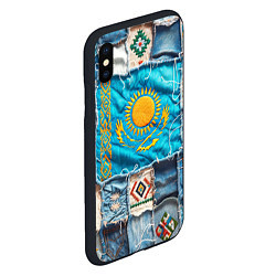 Чехол iPhone XS Max матовый Пэчворк джинсы в Казахстане, цвет: 3D-черный — фото 2