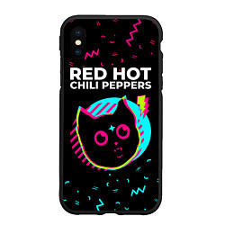 Чехол iPhone XS Max матовый Red Hot Chili Peppers - rock star cat, цвет: 3D-черный
