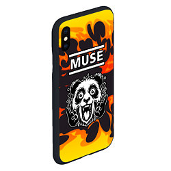 Чехол iPhone XS Max матовый Muse рок панда и огонь, цвет: 3D-черный — фото 2