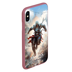 Чехол iPhone XS Max матовый Assassins creed паркур, цвет: 3D-малиновый — фото 2