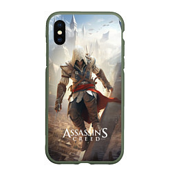 Чехол iPhone XS Max матовый Assassins creed старинный город, цвет: 3D-темно-зеленый