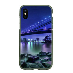Чехол iPhone XS Max матовый Вечерняя Америка - мост, цвет: 3D-темно-зеленый