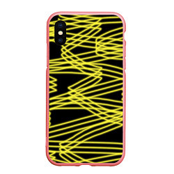 Чехол iPhone XS Max матовый Желтые светящиеся линии, цвет: 3D-баблгам