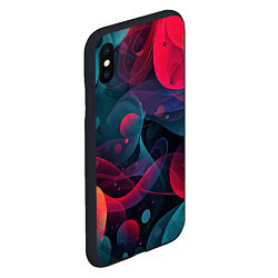 Чехол iPhone XS Max матовый Синие и розовые лепестки абстракции, цвет: 3D-черный — фото 2