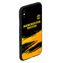 Чехол iPhone XS Max матовый Manchester United - gold gradient посередине, цвет: 3D-черный — фото 2