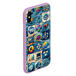 Чехол iPhone XS Max матовый Пэчворк деним из девяностых, цвет: 3D-сиреневый — фото 2