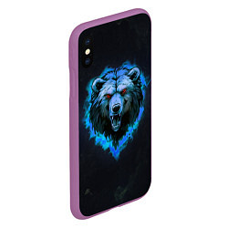 Чехол iPhone XS Max матовый Пылающая эмблема медведя, цвет: 3D-фиолетовый — фото 2