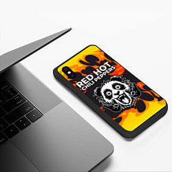 Чехол iPhone XS Max матовый Red Hot Chili Peppers рок панда и огонь, цвет: 3D-черный — фото 2