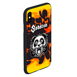 Чехол iPhone XS Max матовый Sabaton рок панда и огонь, цвет: 3D-черный — фото 2