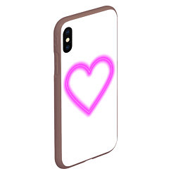Чехол iPhone XS Max матовый Неоновое сиреневое сердце, цвет: 3D-коричневый — фото 2