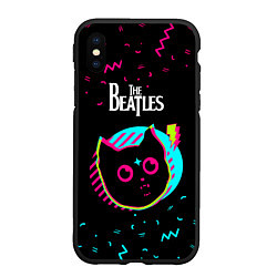 Чехол iPhone XS Max матовый The Beatles - rock star cat, цвет: 3D-черный