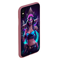 Чехол iPhone XS Max матовый League of Legends Kaisa Kda style, цвет: 3D-малиновый — фото 2